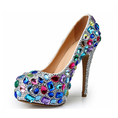 Fancy Colored Sapphire Round head slender shoe Evening show Super high heeled women shoes
Fancy Colored Sapphire Round head slender shoe Evening show Super high heeled women shoes