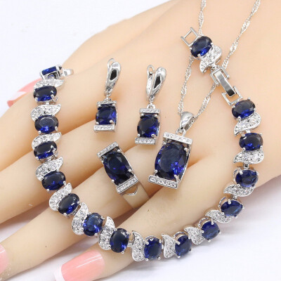 2018 New Dark Blue Sapphire 925 Silver Jewelry Sets For Women Bracelet Earrings Necklace Pendant
2018 New Dark Blue Sapphire 925 Silver Jewelry Sets For Women Bracelet Earrings Necklace Pendant