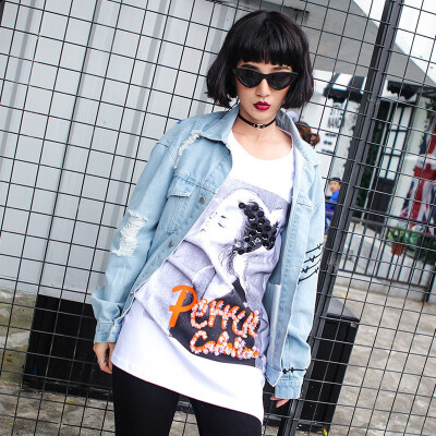 New 2018 Spring&Autumn Womens Tide Top Coat Loose High Street Tide Hole Print Denim Jackets
New 2018 Spring&Autumn Womens Tide Top Coat Loose High Street Tide Hole Print Denim Jackets