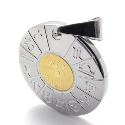 Hpolw Circular Stainless Steel Silver&Yellow Girls Zodiac Virgo Pendant Necklace with 16-26 inch Chain
Hpolw Circular Stainless Steel Silver&Yellow Girls Zodiac Virgo Pendant Necklace with 16-26 inch Chain