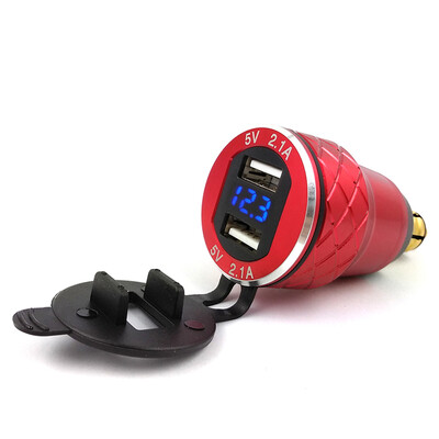 Aluminum Alloy Metal Red Shell CNC Motorcycle Dual USB Charger 42A Voltmeter for DIN Hella Socket for BMW Motorcycle 12-24V
Aluminum Alloy Metal Red Shell CNC Motorcycle Dual USB Charger 42A Voltmeter for DIN Hella Socket for BMW Motorcycle 12-24V