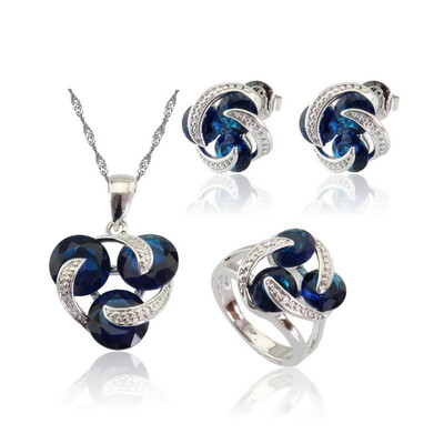 Classic Round Dark Blue Stone Silver Plated Jewelry Sets for Women Necklace Choker Stud Earrings Ring Free Jewelry Box
Classic Round Dark Blue Stone Silver Plated Jewelry Sets for Women Necklace Choker Stud Earrings Ring Free Jewelry Box