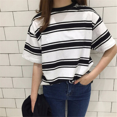 Summer Women Harajuku Black&White Striped T-shirts Loose Short Sleeve Female T-shirt
Summer Women Harajuku Black&White Striped T-shirts Loose Short Sleeve Female T-shirt