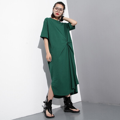 2018 Female Short Sleeve O-neck Slim Waist Long Loose Split T-shirt Summer for Women
2018 Female Short Sleeve O-neck Slim Waist Long Loose Split T-shirt Summer for Women