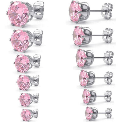 Hpolw Womens Cubic Zirconia Stainless Steel Round Stud Earring set 3-8mm 6 Pairs Pink
Hpolw Womens Cubic Zirconia Stainless Steel Round Stud Earring set 3-8mm 6 Pairs Pink