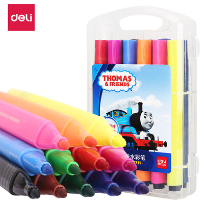 Deli Deli Thomas series 12 color easy to wash thick triangle student watercolor pen 70711
Deli Deli Thomas series 12 color easy to wash thick triangle student watercolor pen 70711