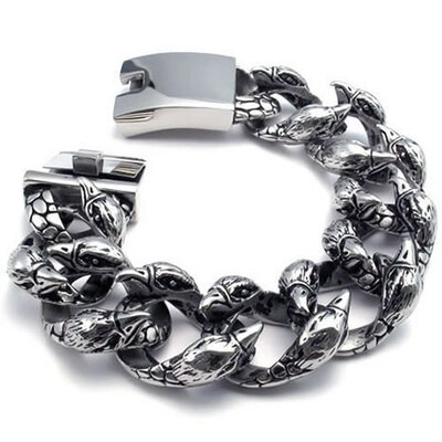 Hpolw Heavy Large Stainless Steel Gothic Hawk Eagle head Biker Mens black&silver hollow Spring buckle Bracelet
Hpolw Heavy Large Stainless Steel Gothic Hawk Eagle head Biker Mens black&silver hollow Spring buckle Bracelet