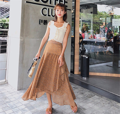 Elastic Waist Chiffon Floral Print Irregular Midi Skirts Women Elegant Ruffles High Waist Boho Skirts Faldas Mujer Saias
Elastic Waist Chiffon Floral Print Irregular Midi Skirts Women Elegant Ruffles High Waist Boho Skirts Faldas Mujer Saias