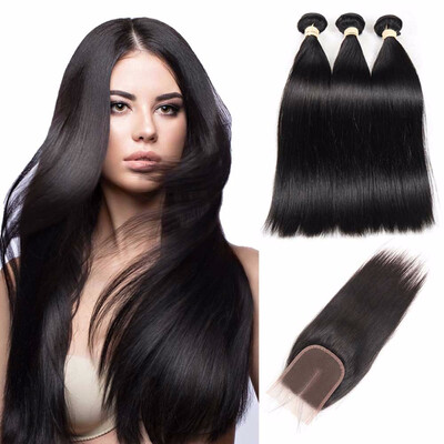HCDIVA Brazilian Virgin Hair Straight 3 Bundles With Closure Free Middle Three Part Human Hair Bundles with Closure 4 Pcs lot
HCDIVA Brazilian Virgin Hair Straight 3 Bundles With Closure Free Middle Three Part Human Hair Bundles with Closure 4 Pcs lot