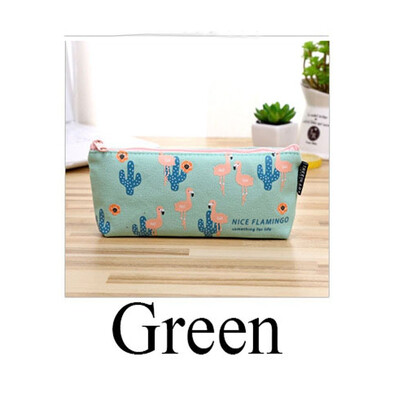 Fashion New School Supplies Cosmetic Large Capacity Flamingo Pencil Case Zip Coin Bag Canvas Makeup Pouch