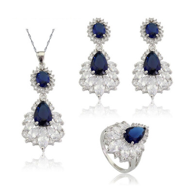 Goldfish Dark Blue Stone Silver Plated Jewelry Sets for Women Choker Dangle Earrings Ring Three Colors Available Free Jewelry Box
Goldfish Dark Blue Stone Silver Plated Jewelry Sets for Women Choker Dangle Earrings Ring Three Colors Available Free Jewelry Box