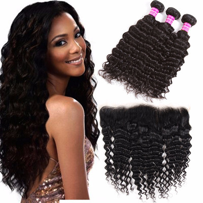 Unprocessed Deep Wave Brazilian Virgin Human Hair Bundles with 134 Lace Frontal Bundles Human Hair Extensions
Unprocessed Deep Wave Brazilian Virgin Human Hair Bundles with 134 Lace Frontal Bundles Human Hair Extensions