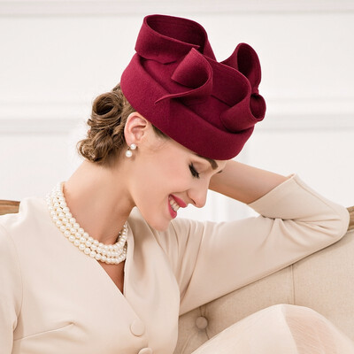 Lady New Autumn Wool Cap Female Nobles Fedoras Hat Pure Wool Vintage Wine Red Hat Small British Banquet Party Cap B-4788
Lady New Autumn Wool Cap Female Nobles Fedoras Hat Pure Wool Vintage Wine Red Hat Small British Banquet Party Cap B-4788