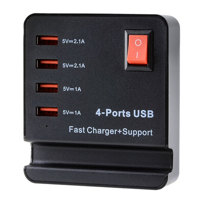 2-in-1 4-Ports Desktop USB Smart Fast Charger & Stand for Mobile Phones & Tablets – Black EU Plug
2-in-1 4-Ports Desktop USB Smart Fast Charger & Stand for Mobile Phones & Tablets – Black EU Plug