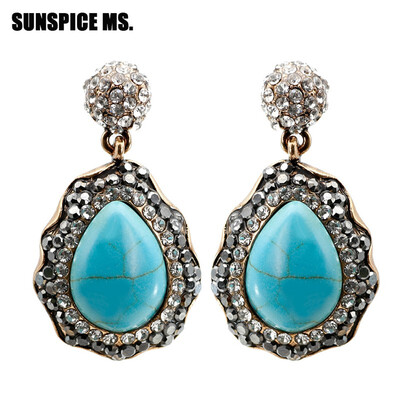 New Bohemia Vintage Dangle Earrings For Women Natural Stone Full Crystal Ethnic Wedding Water Drop Earrings Turkish Brand Design
New Bohemia Vintage Dangle Earrings For Women Natural Stone Full Crystal Ethnic Wedding Water Drop Earrings Turkish Brand Design