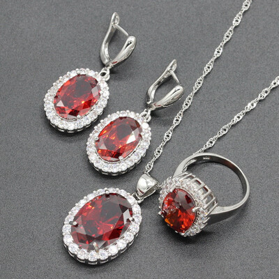 Oval White Stone Silver Plated Jewelry Sets for Women Necklace Dangle Earrings Ring Six Colors Available Free Jewelry Box
Oval White Stone Silver Plated Jewelry Sets for Women Necklace Dangle Earrings Ring Six Colors Available Free Jewelry Box