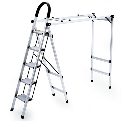 Rhyme no end ladder multi-function household folding drying rack dual-use herringbone ladder thick aluminum four-step indoor ladder black 5 step standard
Rhyme no end ladder multi-function household folding drying rack dual-use herringbone ladder thick aluminum four-step indoor ladder black 5 step standard