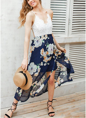 Crochet Lace Floral Chiffon Spaghetti Strap Cross Over Sleeveless Backless One-Piece Dress Homecoming Dress
Crochet Lace Floral Chiffon Spaghetti Strap Cross Over Sleeveless Backless One-Piece Dress Homecoming Dress