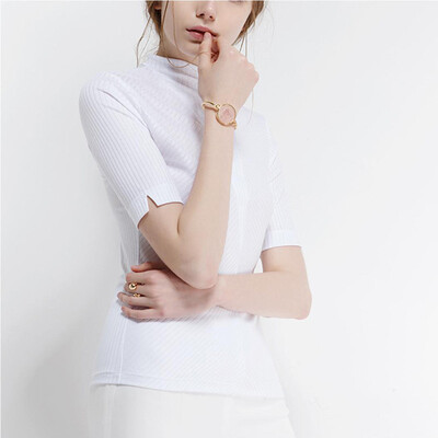 Canvaus Spring Summer Fashion Solid Color Half-neck Slim Simple Cotton Half-sleeved T-shirt Undershirt Tops
Canvaus Spring Summer Fashion Solid Color Half-neck Slim Simple Cotton Half-sleeved T-shirt Undershirt Tops
