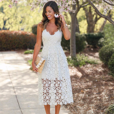 Summer Dress Strap White Lace Dress Women Elegant High Waist Sexy Backless Vintage Overlay V Neck Midi Dress Vestidos De Festa
Summer Dress Strap White Lace Dress Women Elegant High Waist Sexy Backless Vintage Overlay V Neck Midi Dress Vestidos De Festa