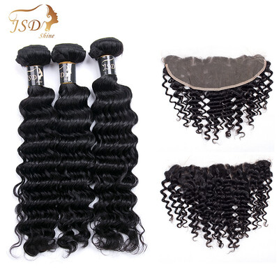JSDshine Brazilian 3 Bundles Deep Wave with Lace Frontal Human Hair Weave with 13x4 Closure Virgin Deep Wave Hair with Closure
JSDshine Brazilian 3 Bundles Deep Wave with Lace Frontal Human Hair Weave with 13x4 Closure Virgin Deep Wave Hair with Closure