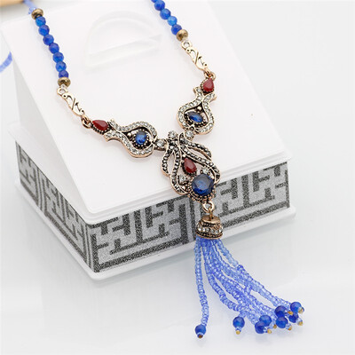 Gorgeous Turkish Natural Stone Beads Tassels Necklace For Women Antique Gold Color Resin Pendant Long Sweater Chain Boho Bijoux 
Gorgeous Turkish Natural Stone Beads Tassels Necklace For Women Antique Gold Color Resin Pendant Long Sweater Chain Boho Bijoux
