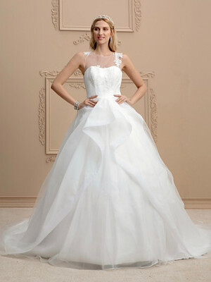 Custom Ball Gown Portrait Neckline Organza Court Trains Wedding Dresses with Appliques by CIRCELEE®
Custom Ball Gown Portrait Neckline Organza Court Trains Wedding Dresses with Appliques by CIRCELEE®