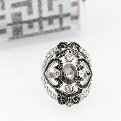 Fashion Women Hollow Flower Rings Black Enamel Simulation Jewelry Big Round Crystal Bohemia Ethnic Wedding Ring Gifts 2018 New
Fashion Women Hollow Flower Rings Black Enamel Simulation Jewelry Big Round Crystal Bohemia Ethnic Wedding Ring Gifts 2018 New
