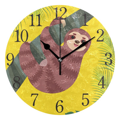 Wall Clock Cute Sloth And Tropical Leaves Round Wall Clock Arabic Numerals Design
Wall Clock Cute Sloth And Tropical Leaves Round Wall Clock Arabic Numerals Design