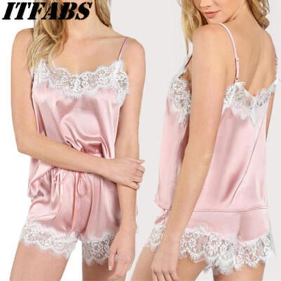 Women Satin Silk Pajama Lingerie Nightwear Sleepwear Top Shorts 2pcs Pajamas Set
Women Satin Silk Pajama Lingerie Nightwear Sleepwear Top Shorts 2pcs Pajamas Set