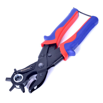 Wan Pui WORKPRO W031111N red&blue handle belt punching belt belt punching pliers eye drilling tool 3 round hole 2 flat hole 1 oval hole 
Wan Pui WORKPRO W031111N red&blue handle belt punching belt belt punching pliers eye drilling tool 3 round hole 2 flat hole 1 oval hole