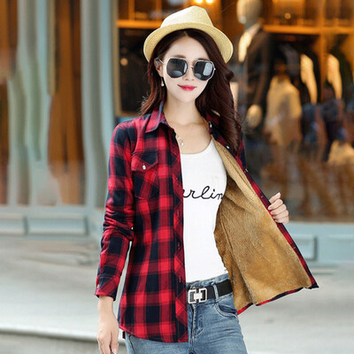 Langyue womens 2018 winter new Korean version plus velvet shirt female warm shirt plaid student jacket bottoming shirt LWCC188445 red black L
Langyue womens 2018 winter new Korean version plus velvet shirt female warm shirt plaid student jacket bottoming shirt LWCC188445 red black L