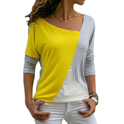 Women Autumn Casual Round Neck Long Sleeve Blouses Ladies Fashion Loose Sexy T-shirt Splice Contrast Color Tops Cotton Slim F
Women Autumn Casual Round Neck Long Sleeve Blouses Ladies Fashion Loose Sexy T-shirt Splice Contrast Color Tops Cotton Slim F