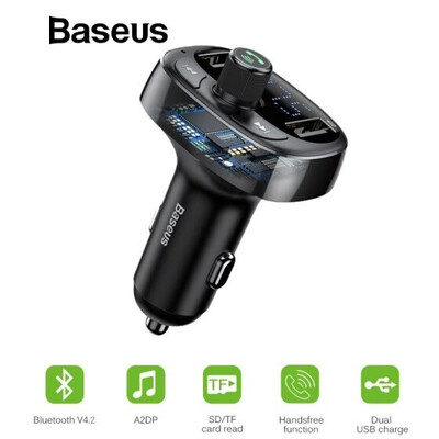 Baseus Car Charger FM Transmitter Aux Modulator Bluetooth Handsfree Car Audio MP3 Player 34A Fast Dual USB Mobile Phone Charger 
Baseus Car Charger FM Transmitter Aux Modulator Bluetooth Handsfree Car Audio MP3 Player 34A Fast Dual USB Mobile Phone Charger