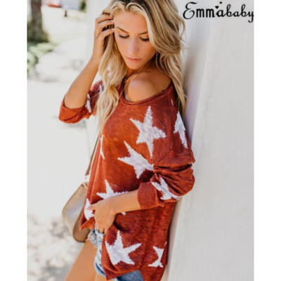 2018 Women Crew Neck Long Sleeve Star Loose Knit T Shirt Tops Blouse Tee S-XL 
2018 Women Crew Neck Long Sleeve Star Loose Knit T Shirt Tops Blouse Tee S-XL