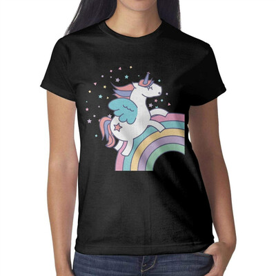 Pink Unicorn Rainbow with Star Womens Black t Shirts Vintage Pretty Women Cotton tee Shirt
Pink Unicorn Rainbow with Star Womens Black t Shirts Vintage Pretty Women Cotton tee Shirt