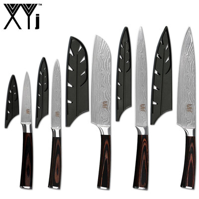 XYj Stainless Steel Knives Set 5PCS Knife Covers Damascus Veins Blade Chef Slicing Santoku Utility Paring Knife
XYj Stainless Steel Knives Set 5PCS Knife Covers Damascus Veins Blade Chef Slicing Santoku Utility Paring Knife
