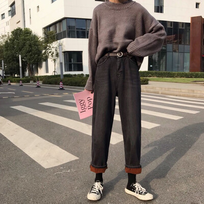 2018 autumn&winter new Korean version high-waisted loose with fleece thickened straight tube wide-leg jeans women
2018 autumn&winter new Korean version high-waisted loose with fleece thickened straight tube wide-leg jeans women