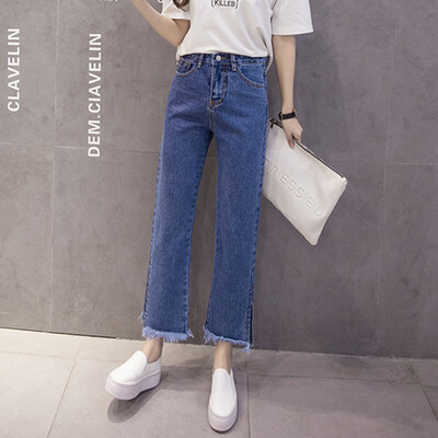 Long Yue Women&39s loose micro-horn jeans trousers open fork straight side nine pants LWKN173310 dark blue
Long Yue Women&39s loose micro-horn jeans trousers open fork straight side nine pants LWKN173310 dark blue