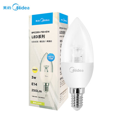 Midea Midea LED light bulb candle tip 3W E14 small screw mouth 3000K warm white single loaded
Midea Midea LED light bulb candle tip 3W E14 small screw mouth 3000K warm white single loaded