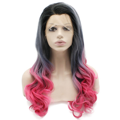 

Long Wavy Lace Front Two Tone Gray Pink Costume Party Wig