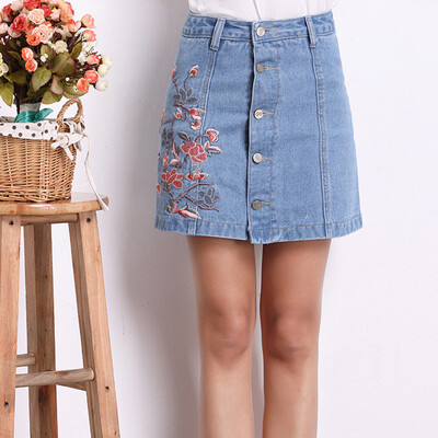 Longyue Women Retro Embroidered Denim Skirt Embroidered Half-Length Single-breasted A-style Skirt LWQZ173419 Light Blue L
Longyue Women Retro Embroidered Denim Skirt Embroidered Half-Length Single-breasted A-style Skirt LWQZ173419 Light Blue L