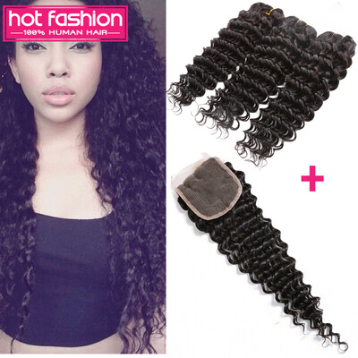 2017 Hot Fashion Hair Brazilian Deep Wave Virgin Hair With Lace Closure 1B Black Hair Weave 3 Bundles With Lace Closure On Sale
2017 Hot Fashion Hair Brazilian Deep Wave Virgin Hair With Lace Closure 1B Black Hair Weave 3 Bundles With Lace Closure On Sale