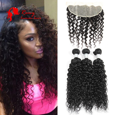 CZ Hair Brazilian Water Wave Human Hair Weave With Lace Frontal 13x4 inch Free Part Natural Hair Bundles With Frontal
CZ Hair Brazilian Water Wave Human Hair Weave With Lace Frontal 13x4 inch Free Part Natural Hair Bundles With Frontal