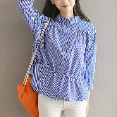 CITYPLUS Sen female literature Fan Xiaoqing new pleated waist wide lattice backing shirt CWCS172253 blue
CITYPLUS Sen female literature Fan Xiaoqing new pleated waist wide lattice backing shirt CWCS172253 blue