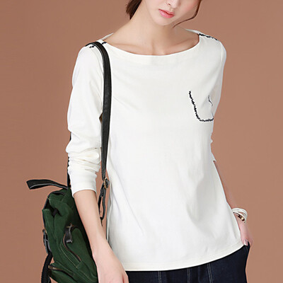 CITYPLUS Arts Fan Sen Department of long-sleeved art embroidery word collar loose underwear T shirt female CWTC171158 white M
CITYPLUS Arts Fan Sen Department of long-sleeved art embroidery word collar loose underwear T shirt female CWTC171158 white M