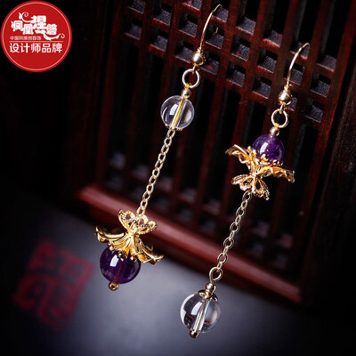 Phoenix Nirvana earrings female long purple crystal crystal 14K gold ear jewelry handmade jewelry creative gifts
Phoenix Nirvana earrings female long purple crystal crystal 14K gold ear jewelry handmade jewelry creative gifts