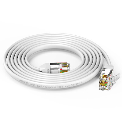 Shengwei telephone line 4 core fax machine landline multi-strand flat 15 m white 6P4C finished RJ11 extension cord TC-1150B
Shengwei telephone line 4 core fax machine landline multi-strand flat 15 m white 6P4C finished RJ11 extension cord TC-1150B