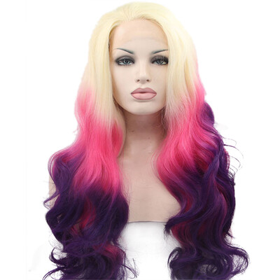 Anogol 3 Tones Wavy Blonde Purple Pink Long Body Wave Hair Wigs Peruca Laco Sintetic Synthetic Lace Front Wig
Anogol 3 Tones Wavy Blonde Purple Pink Long Body Wave Hair Wigs Peruca Laco Sintetic Synthetic Lace Front Wig