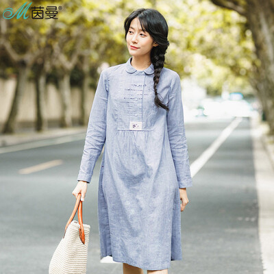 Yan Man (INMAN) 2017 autumn new style art embroidery cotton and linen shirt dress doll collar long skirt 1873101080 soil khaki
Yan Man (INMAN) 2017 autumn new style art embroidery cotton and linen shirt dress doll collar long skirt 1873101080 soil khaki